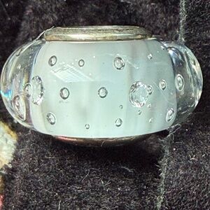 Authentic Pandora white Effervescence Murano Charm Silver